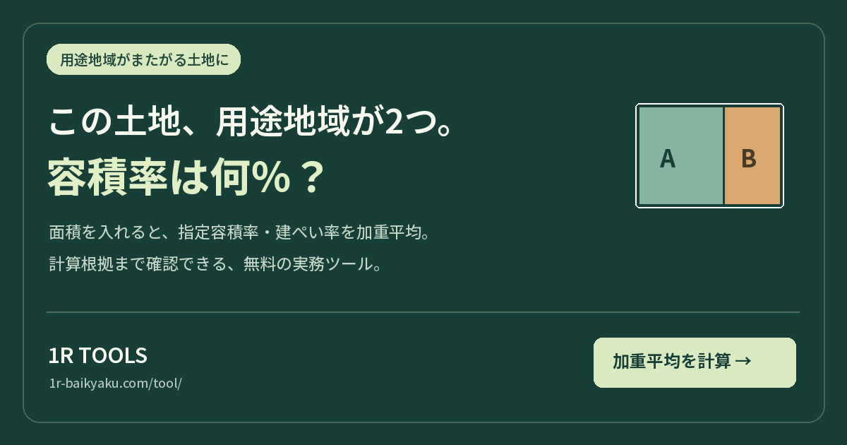 用途地域がまたがる土地の容積率を計算
